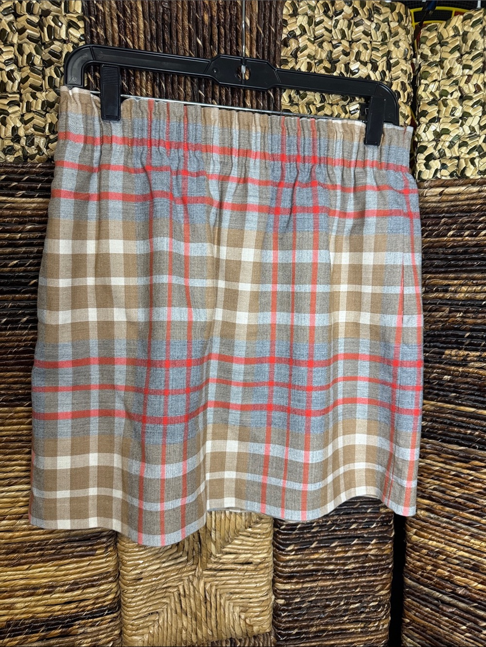 J. Crew Plaid Mini Skirt in Brown, Gray and Red